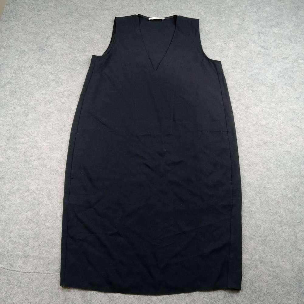 Everlane Dress Womens 4 Black Sleeveless V Neck Sheath Triacetate Midi